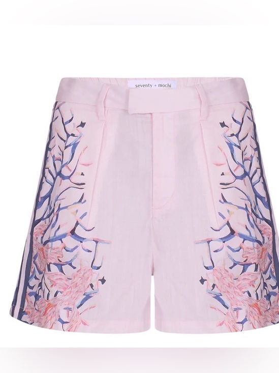 Seventy + Mochi Pants - seventy + mochi Selene Shorts in Indigo Coral - pink  embroidery Size S NWT